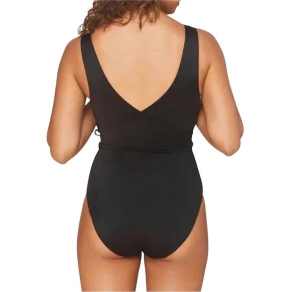 ANDIE The Belmar One Pcs Swimsuit Sz M  V Neck Waist Tie Eco Feminine Retro NWT - Picture 4 of 11